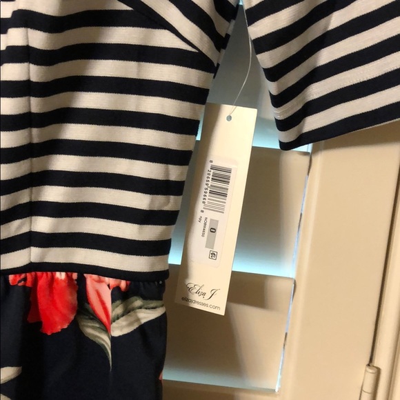 Eliza J Floral and Striped Fit and Flare Dress - Picture 4 of 4